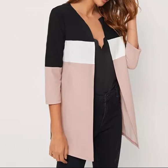 SHEIN Sweaters - Color block 3/4 sleeve cardigan